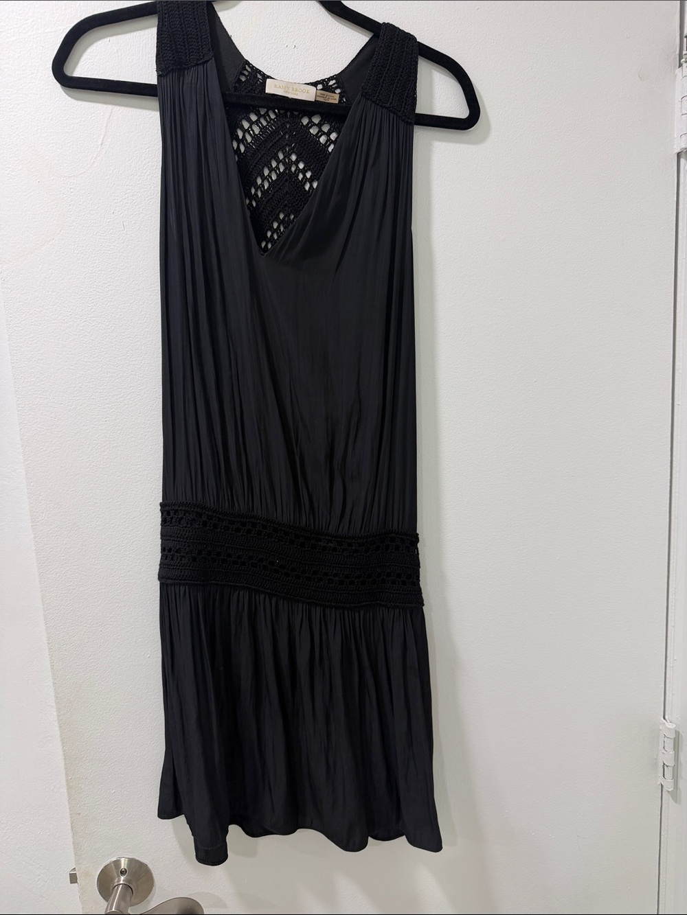 Ramy Brook Black Crochet-Trim Mini Dress